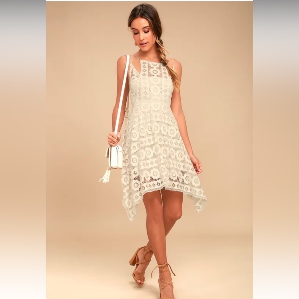 Free People Just Like Honey Dress Size 4 Champagne Ivory Date Night Romantic EUC